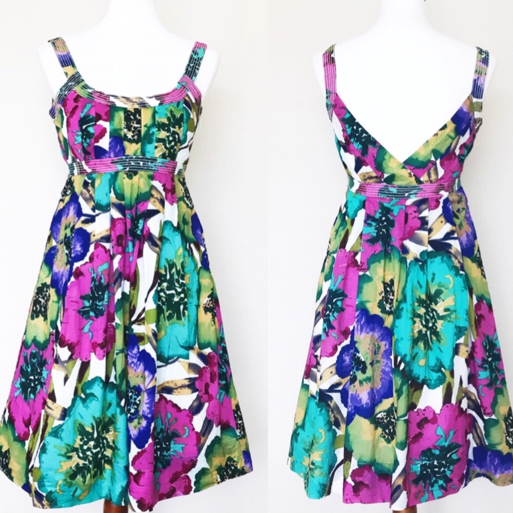 Calvin Klein Flower Tea Length Dress